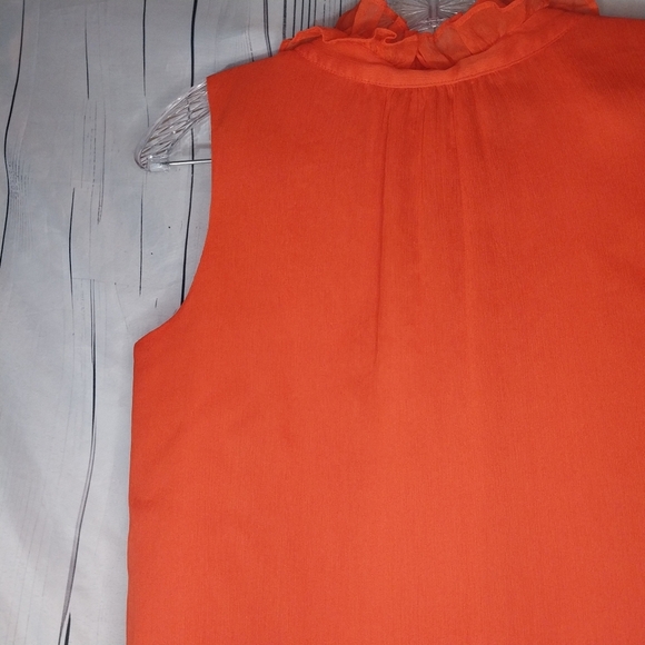 J.Crew Naomi Top Orange Lined Silk Sleeveless Ruffle Neck Blouse - Picture 10 of 14